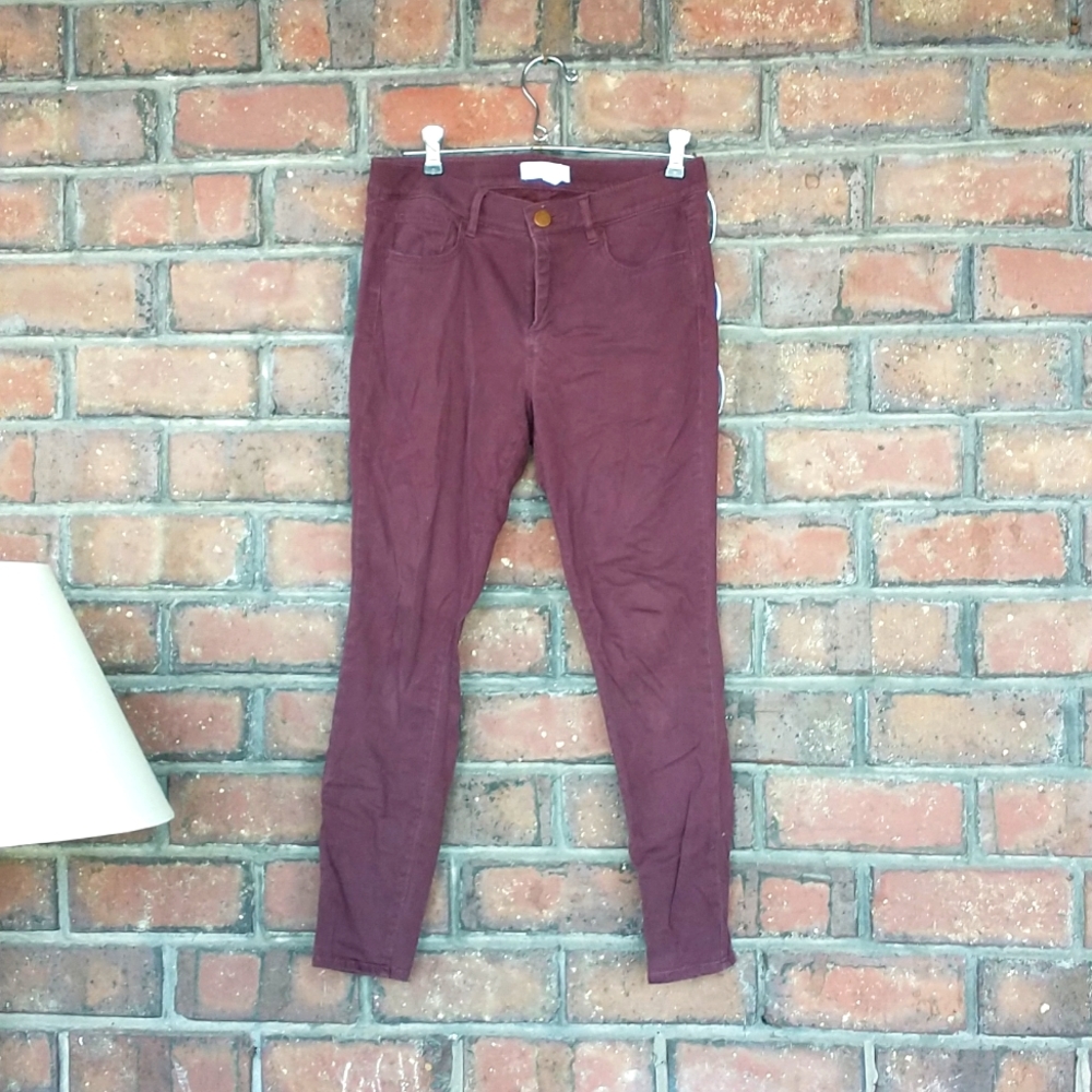 LOFT Skinny Mid Rise Maroon Pants